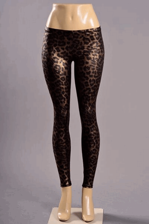 Metallic Animal Print Leggins
